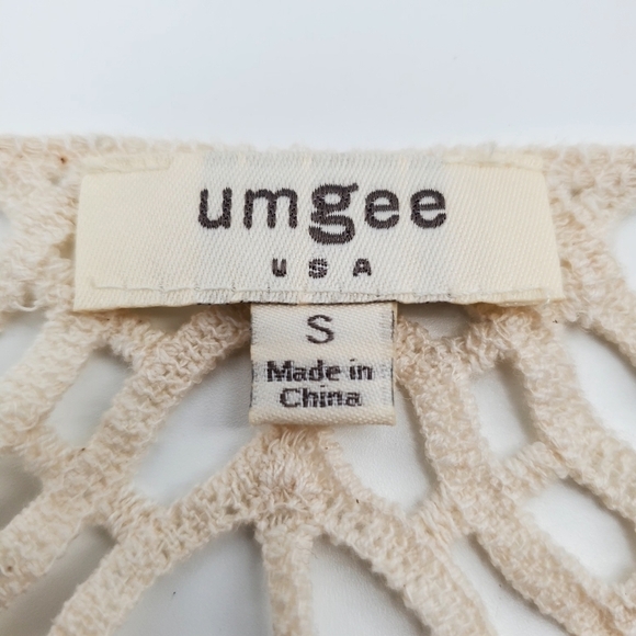 Umgee Lace Back 3/4 Sleeve Boho Tan Top - Picture 4 of 6